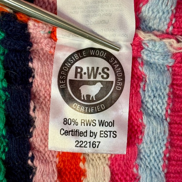 Gorman Zip Up Cardigan | US 4 | Merino Wool Multicolor Rainbow Knit Sweater - Picture 8 of 8